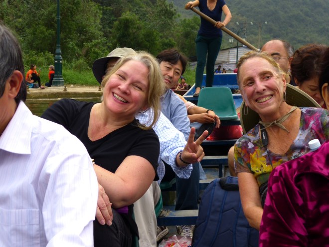 Sally and Jeannie, smiling on the boat ride back.