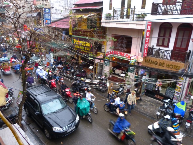 Photo taken from a second floor cafe/bar.