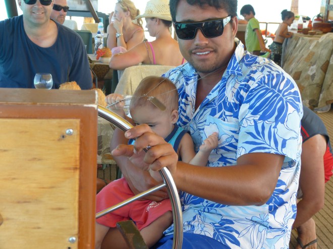 Our captain and his helper.  It wasn't even "take your kid to work"  day