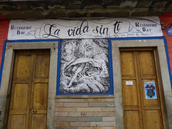 One of many bars in the town.